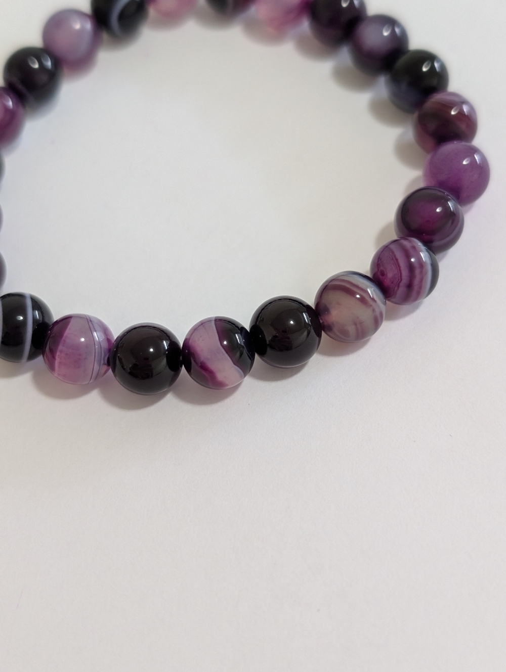Striped Agate Bracelet With  Charm - Picture 4 of 5